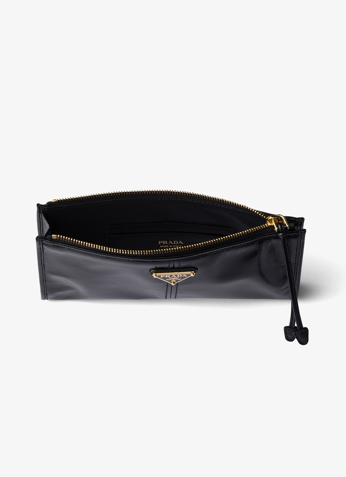 Prada Portemonnee van kalfsleer met logo - voorkant 3 zwart