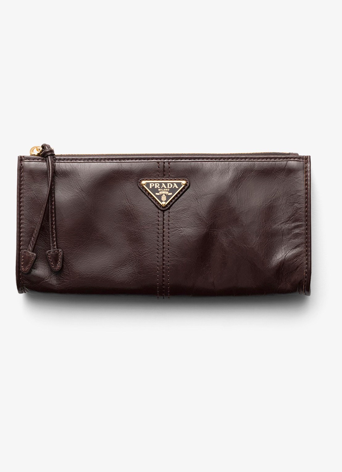 Prada Portemonnee van kalfsleer met logo - voorkant naturel