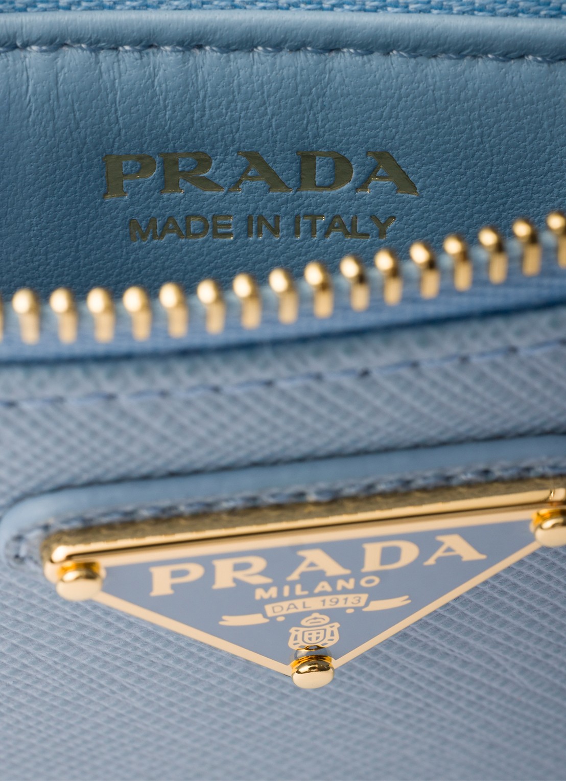 Prada Portemonnee van leer - detail 3 lichtblauw