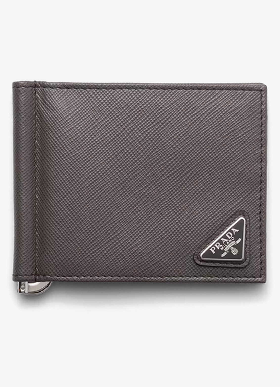 Prada Portemonnee van leer - voorkant grijs