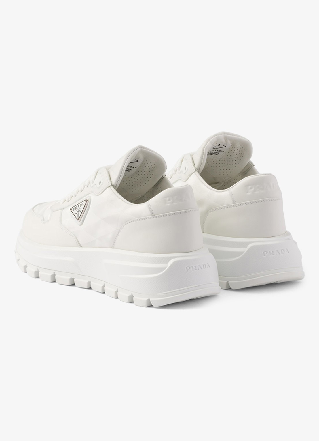 Prada Prax 01 Re-Nylon sneaker met leren details - detail 2 wit