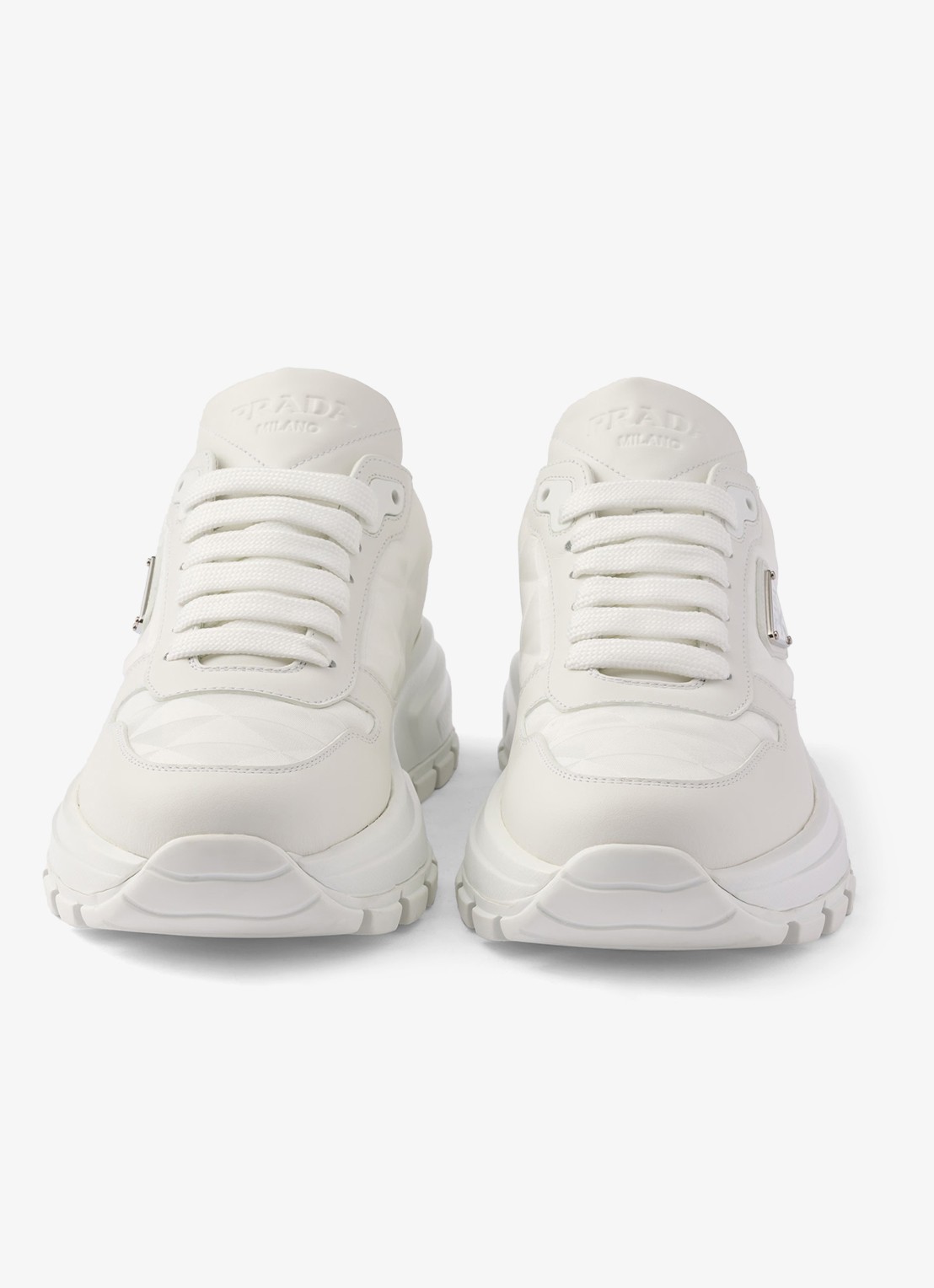 Prada Prax 01 Re-Nylon sneaker met leren details - detail 3 wit