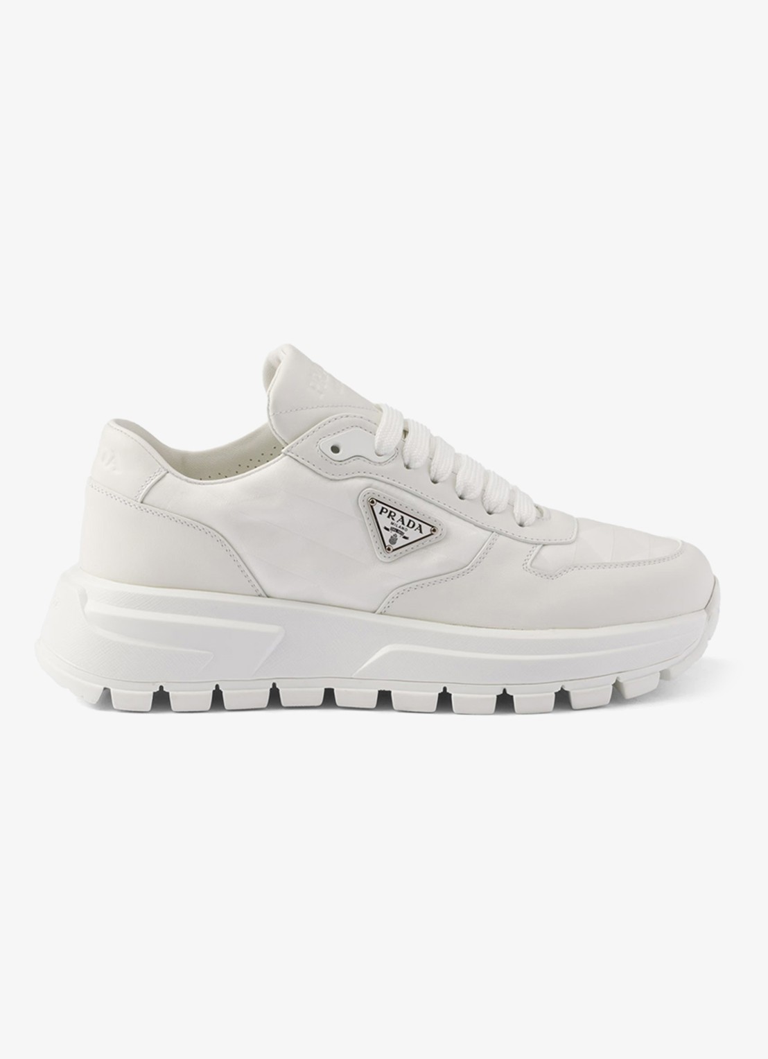 Prada Prax 01 Re-Nylon sneaker met leren details - voorkant 6 wit