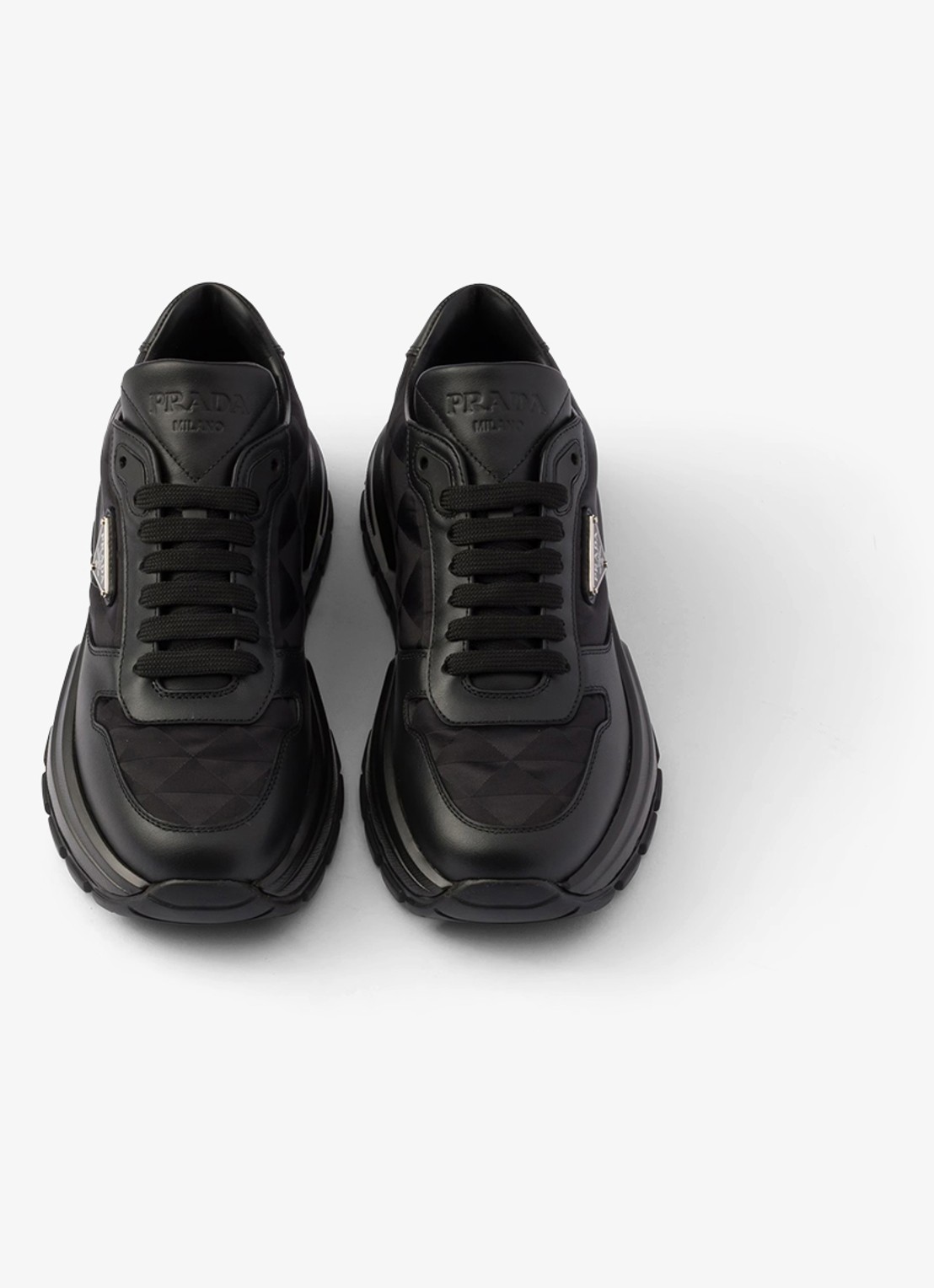 Prada Prax 01 Re-Nylon sneaker met leren details - detail 2 zwart