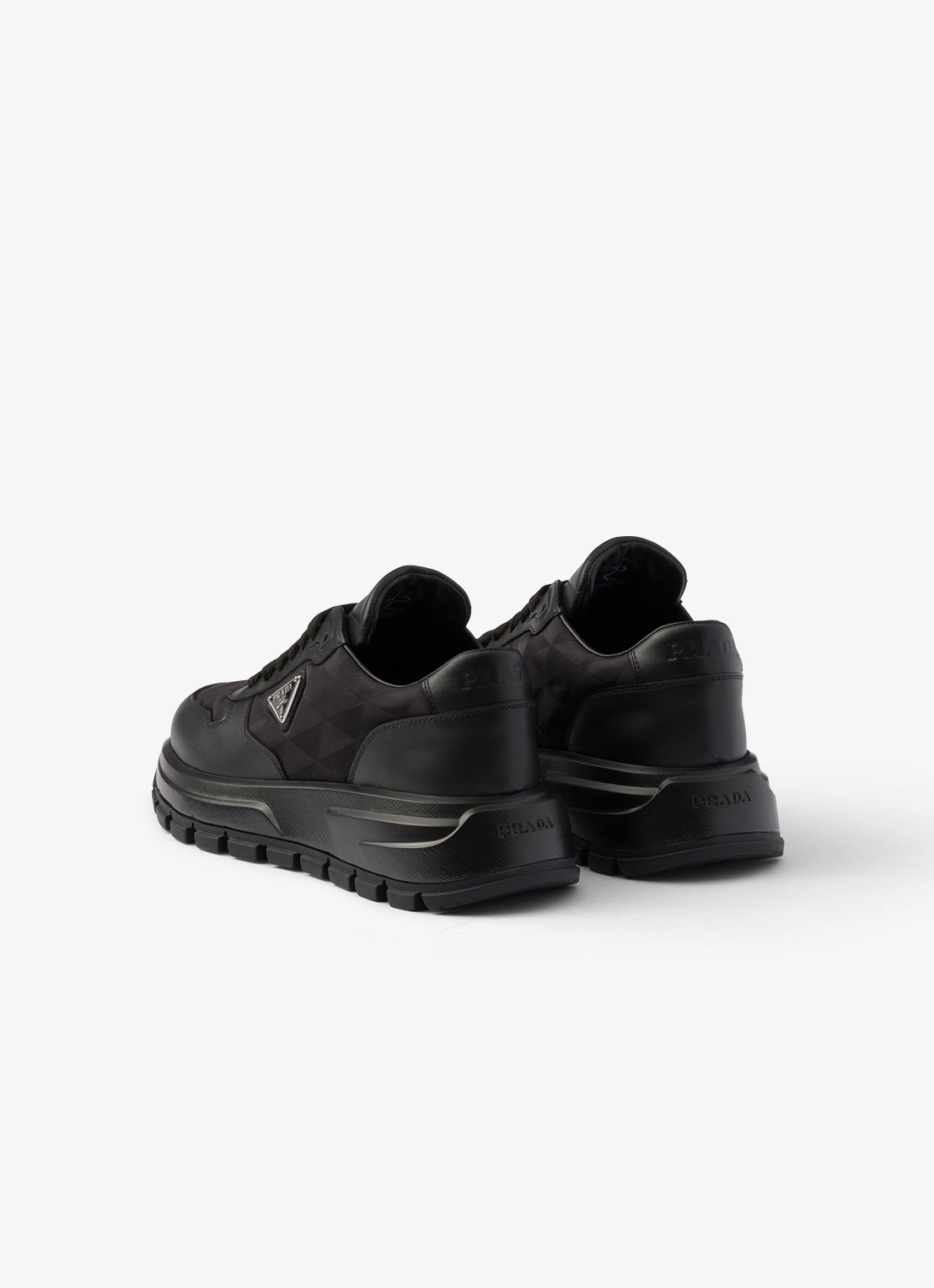 Prada Prax 01 Re-Nylon sneaker met leren details - detail 3 zwart