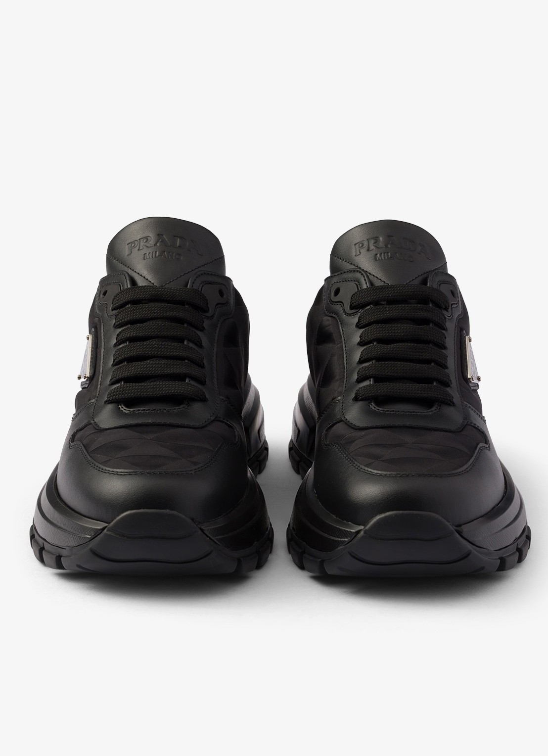 Prada Prax 01 Re-Nylon sneaker met leren details - detail 4 zwart