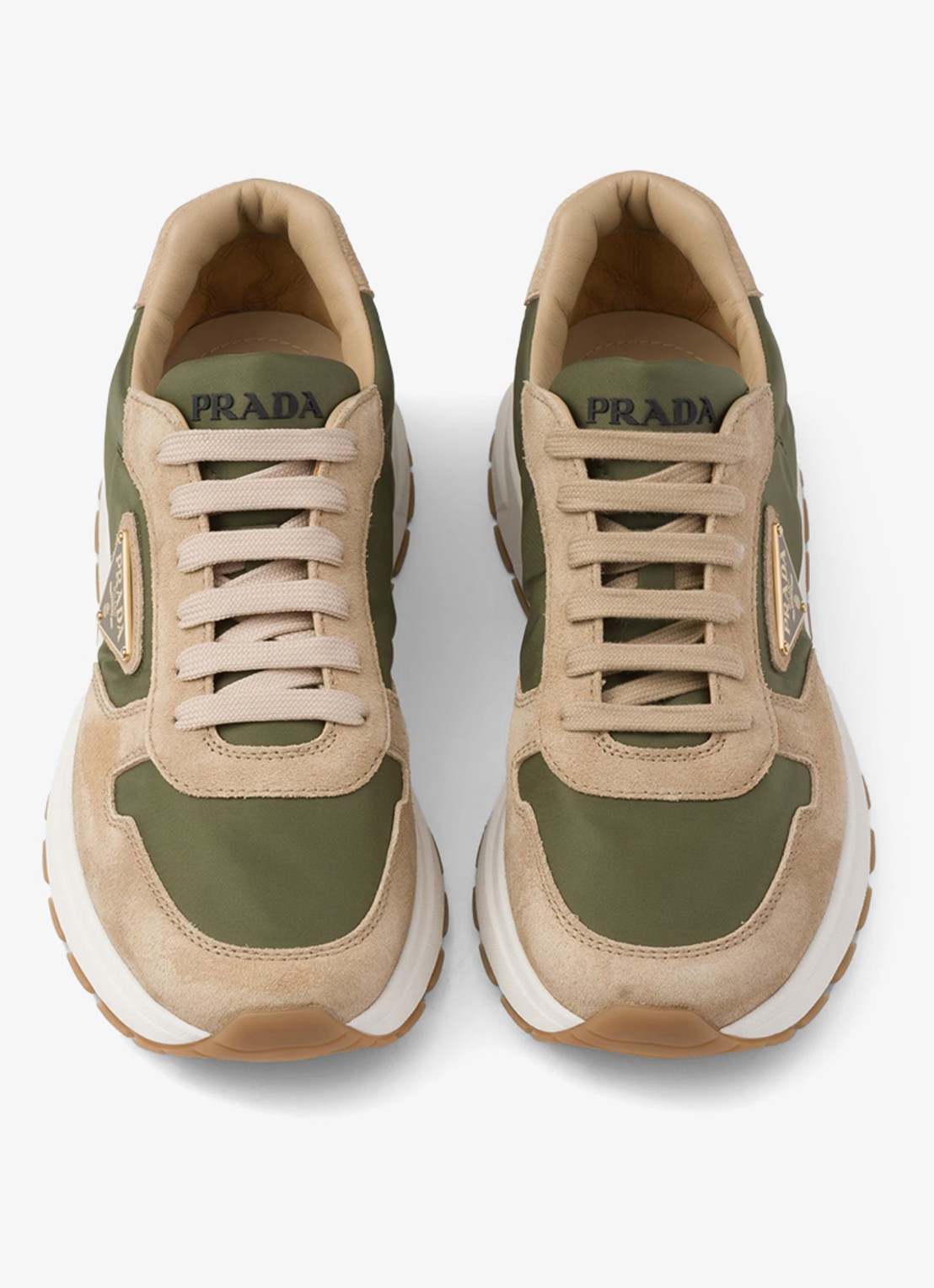 Prada Prax 01 Re-Nylon sneaker met suède details - detail 3 beige