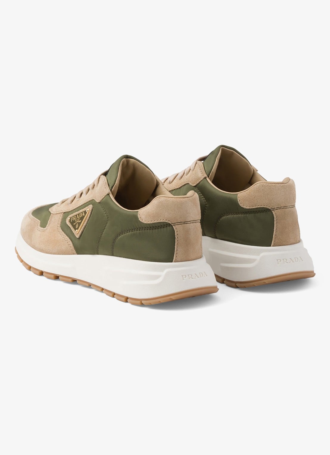 Prada Prax 01 Re-Nylon sneaker met suède details - detail 4 beige