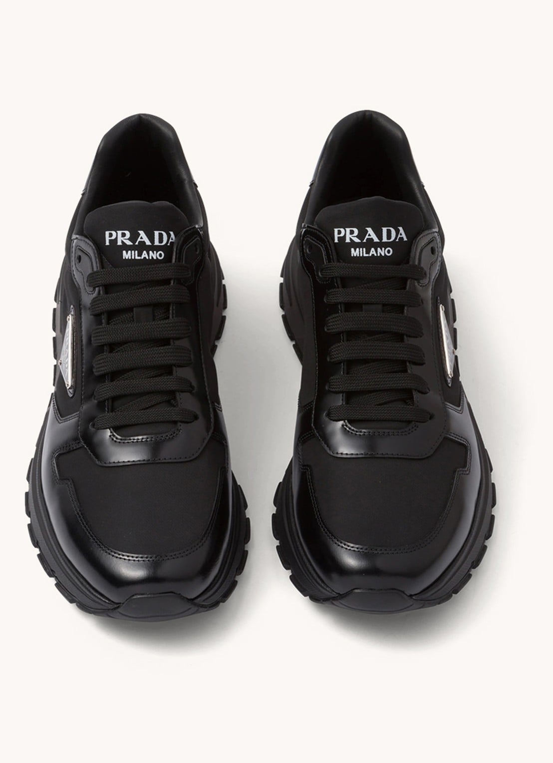 Prada Prax 01 Re-Nylon sneakers met leren details en logo - detail 3 zwart