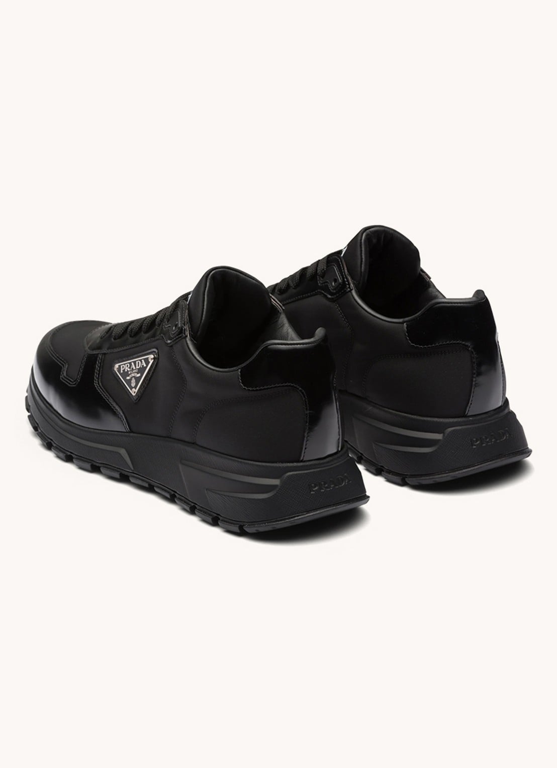 Prada Prax 01 Re-Nylon sneakers met leren details en logo - detail 4 zwart