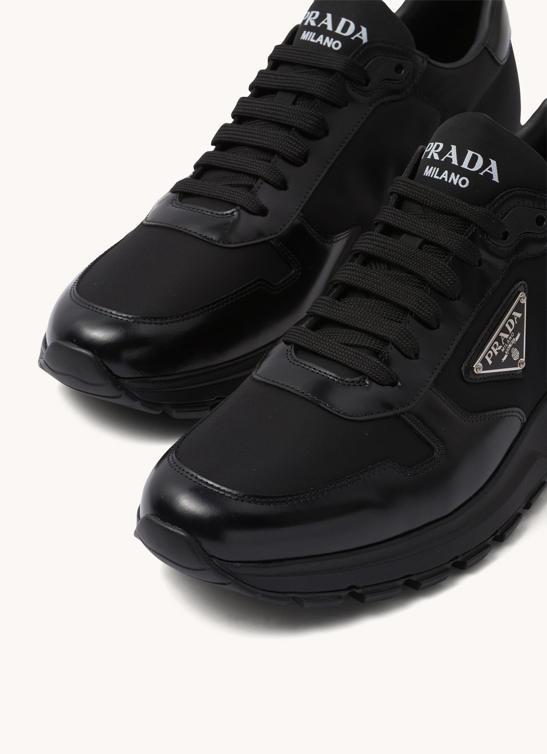 Prada Prax 01 Re-Nylon sneakers met leren details en logo - detail 7 zwart