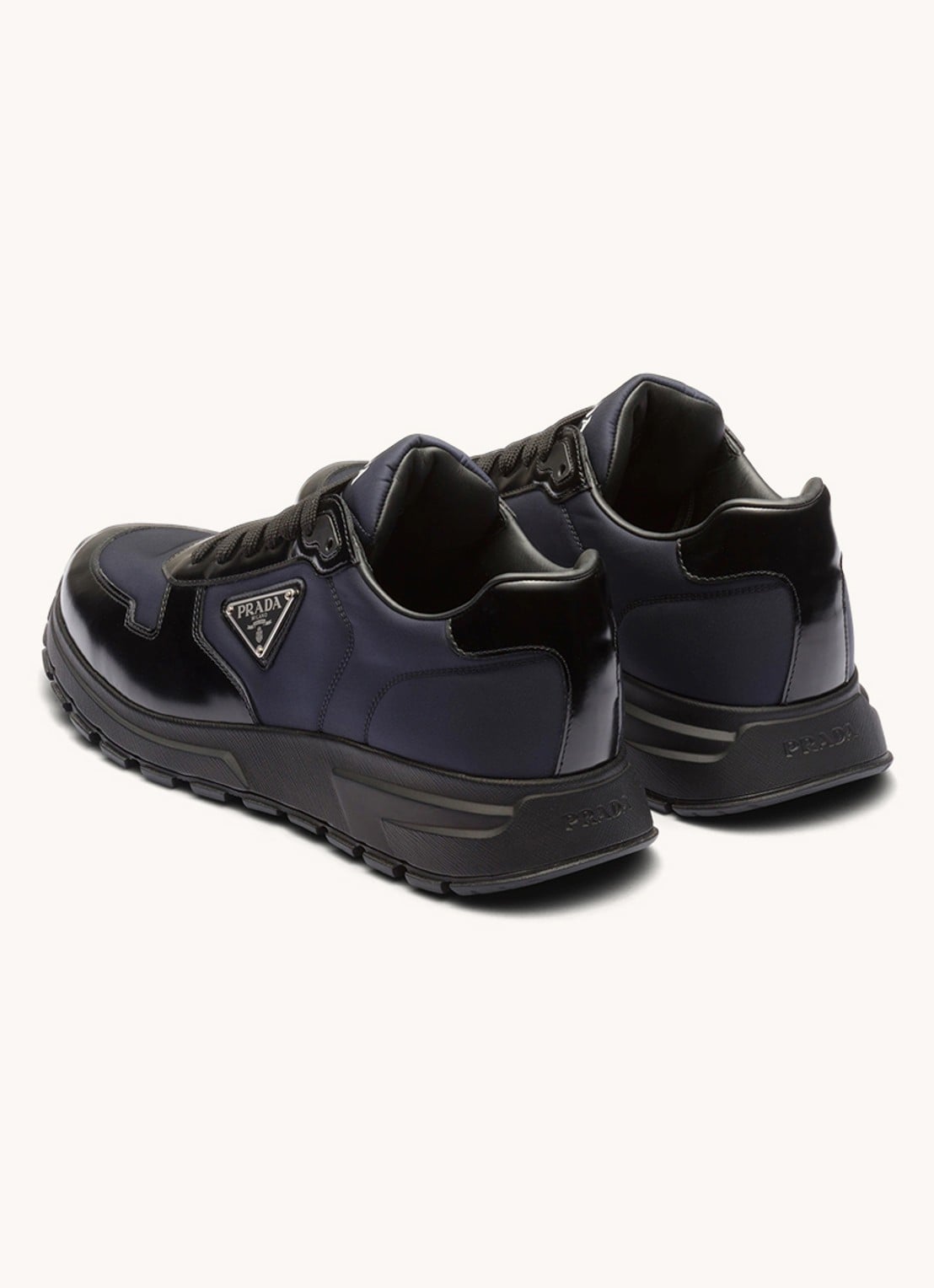 Prada Prax 01 Re-Nylon sneakers met leren details en logo - detail 4 donkerblauw