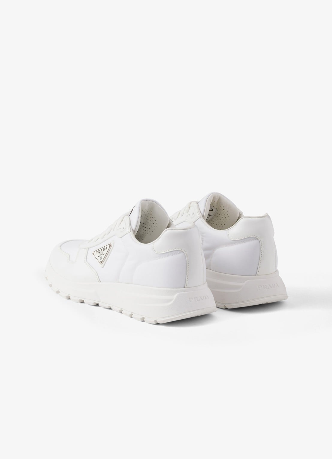 Prada Prax 01 Re-Nylon sneakers met leren details en logo - achterkant 3 wit