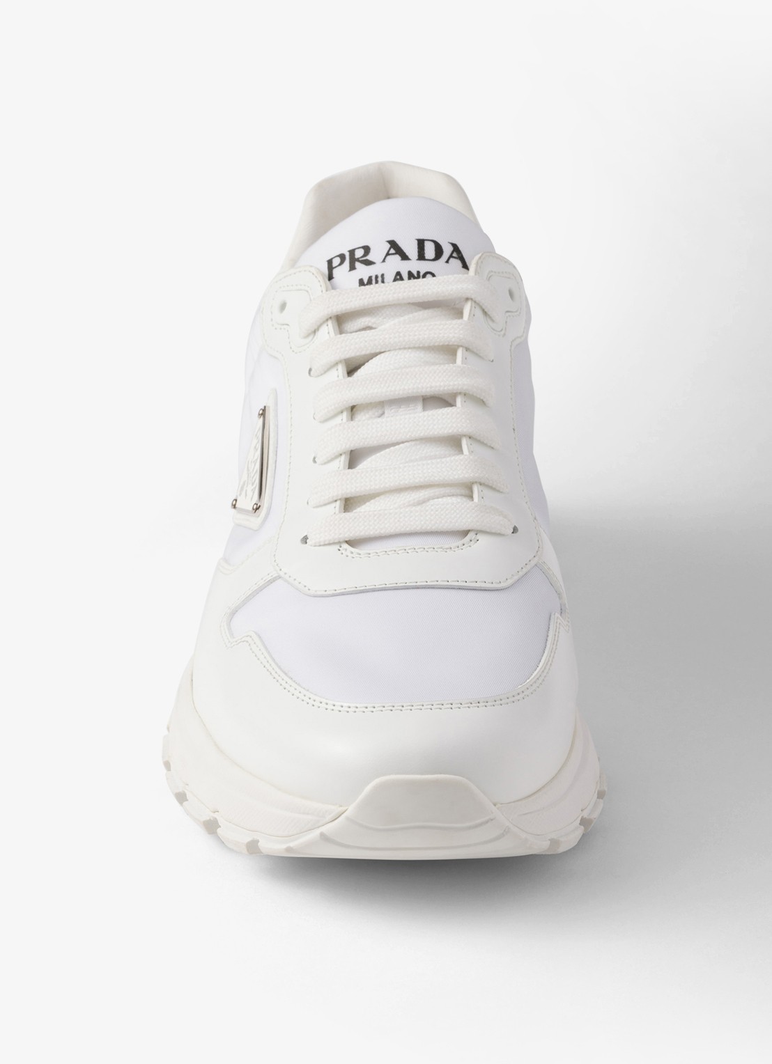 Prada Prax 01 Re-Nylon sneakers met leren details en logo - detail 5 wit