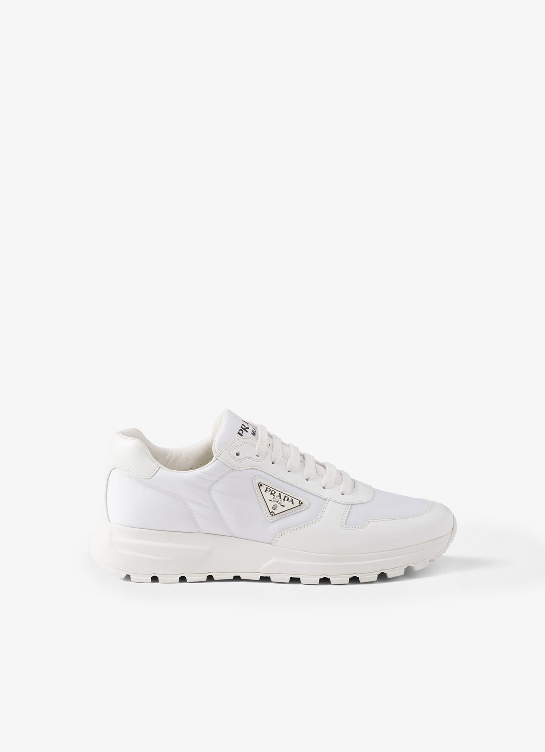 Prada Prax 01 Re-Nylon sneakers met leren details en logo - voorkant 2 wit