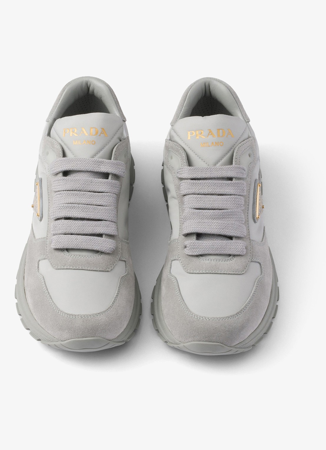 Prada Prax 2.0 Re-Nylon sneaker met suède details - detail 4 grijs