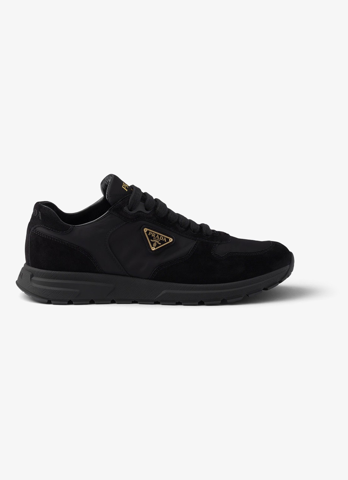 Prada Prax 2.0 Re-Nylon sneaker met suède details - voorkant 2 zwart
