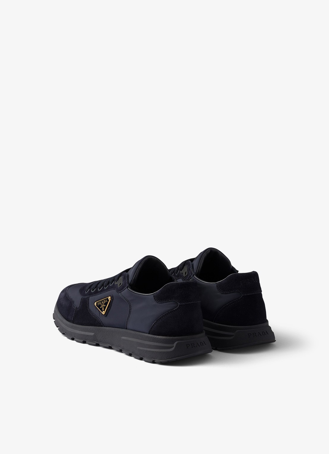 Prada Prax 2.0 Re-Nylon sneaker met suède details - achterkant 3 donkerblauw