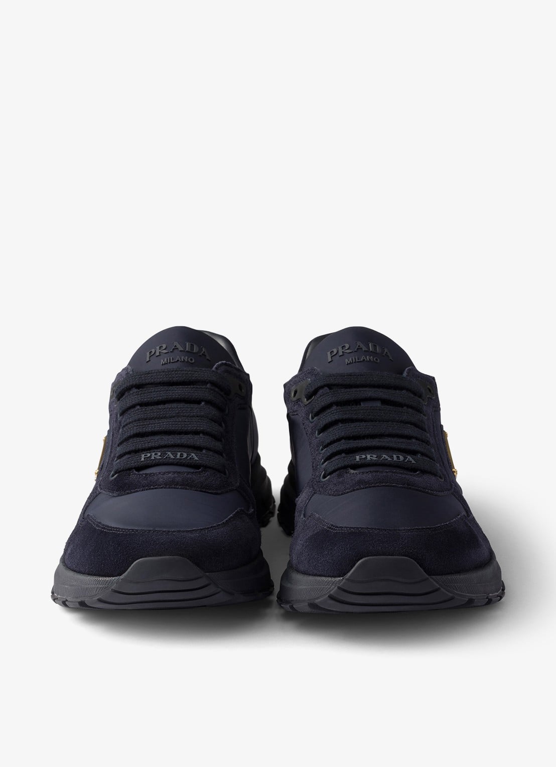 Prada Prax 2.0 Re-Nylon sneaker met suède details - detail 2 donkerblauw