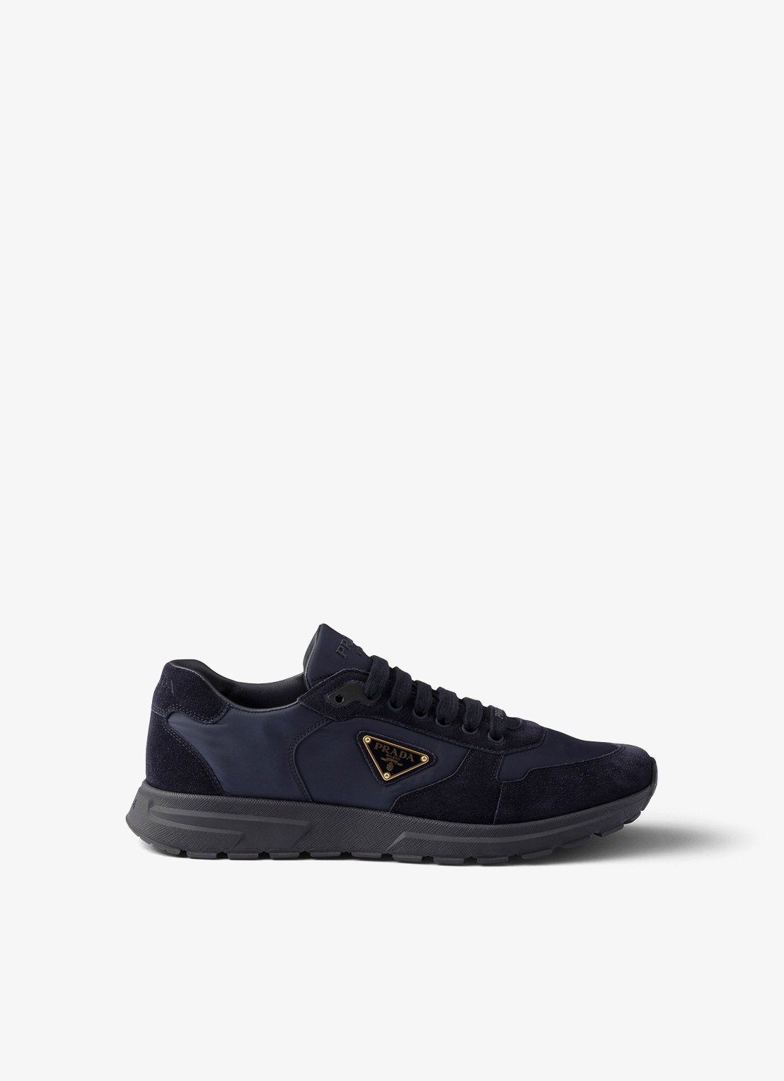 Prada Prax 2.0 Re-Nylon sneaker met suède details - voorkant 4 donkerblauw