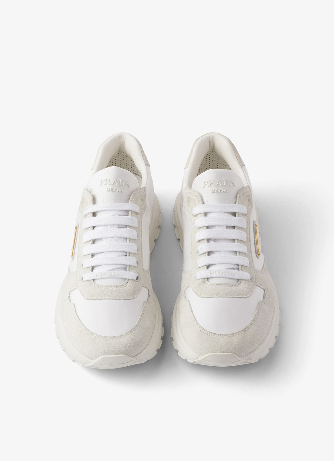 Prada Prax 2.0 Re-Nylon sneaker met suède details - detail 2 wit