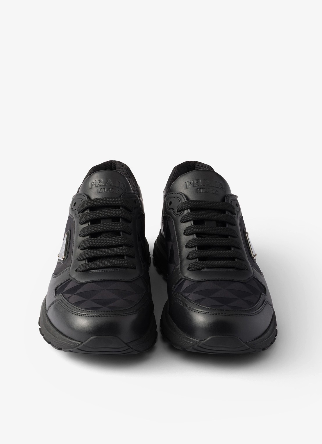 Prada Prax 2.0 Re-Nylon sneaker van kalfsleer - detail 4 zwart