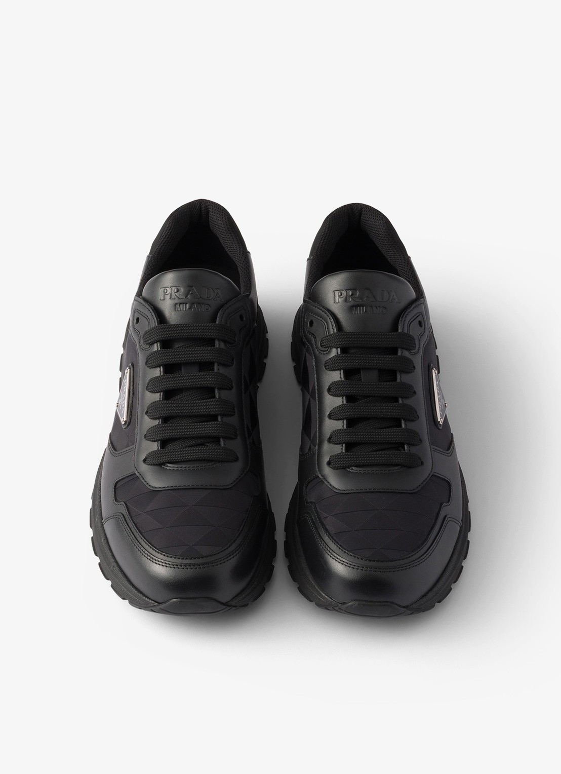 Prada Prax 2.0 Re-Nylon sneaker van kalfsleer - detail 5 zwart