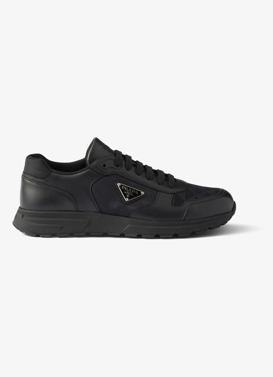 Prada Prax 2.0 Re-Nylon sneaker van kalfsleer - voorkant 2 zwart
