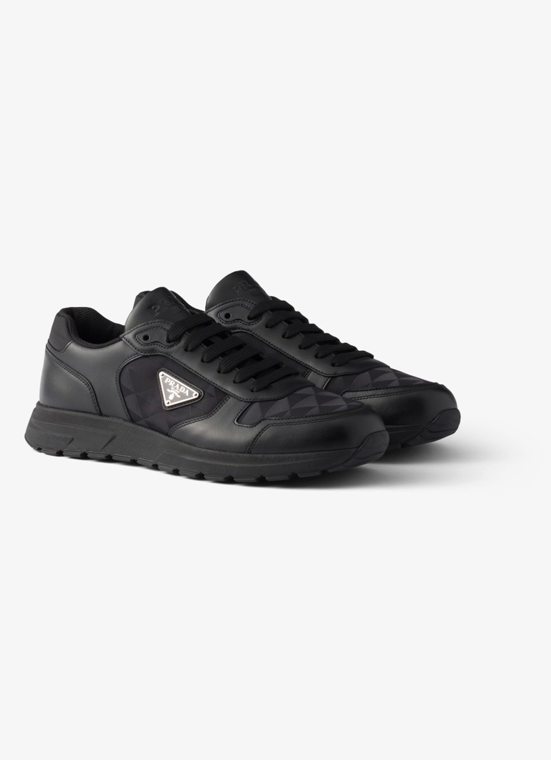 Prada Prax 2.0 Re-Nylon sneaker van kalfsleer - voorkant 2 zwart