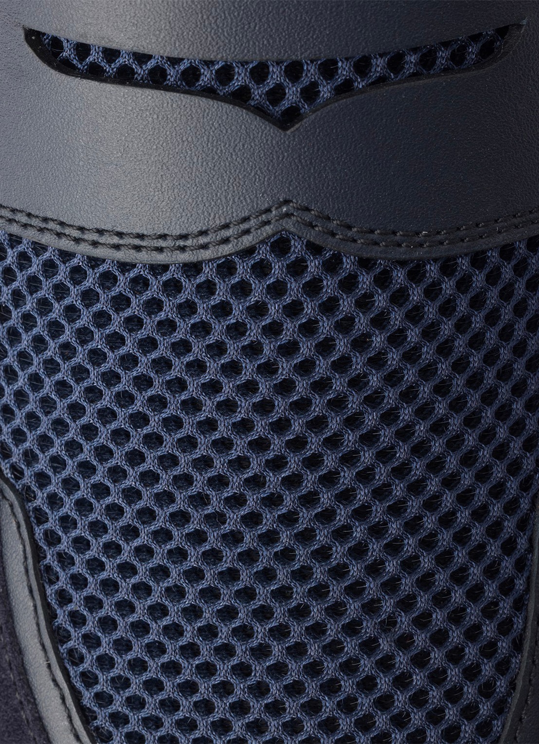 Prada Prax loafer van mesh met leren details - detail 5 donkerblauw