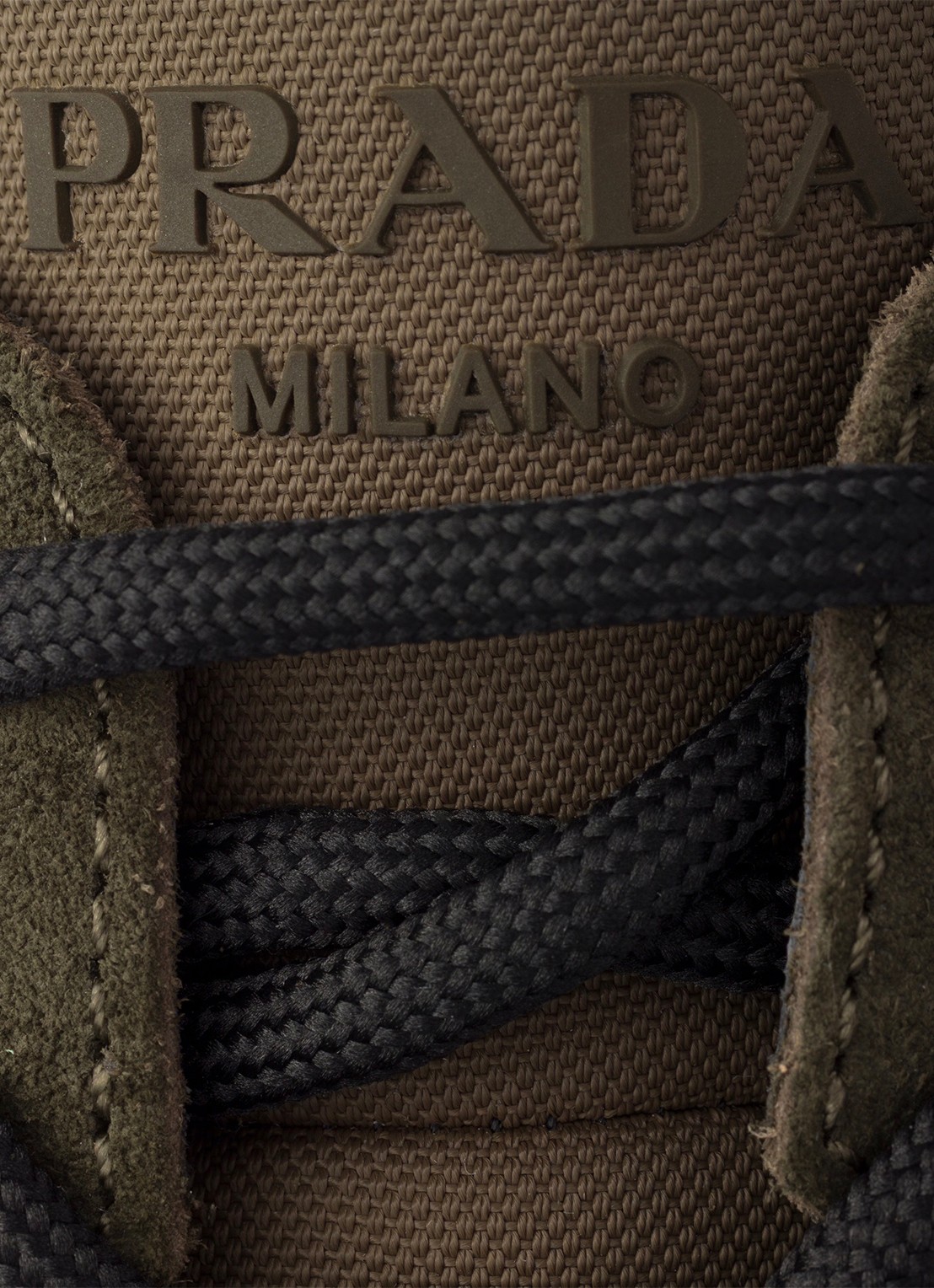 Prada Prax Re-Nylon sneaker met kalfssuède details - detail 6 donkergroen