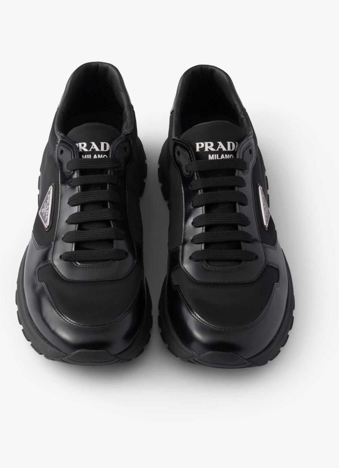 Prada Prax Re-Nylon sneaker met leren details - detail 2 zwart