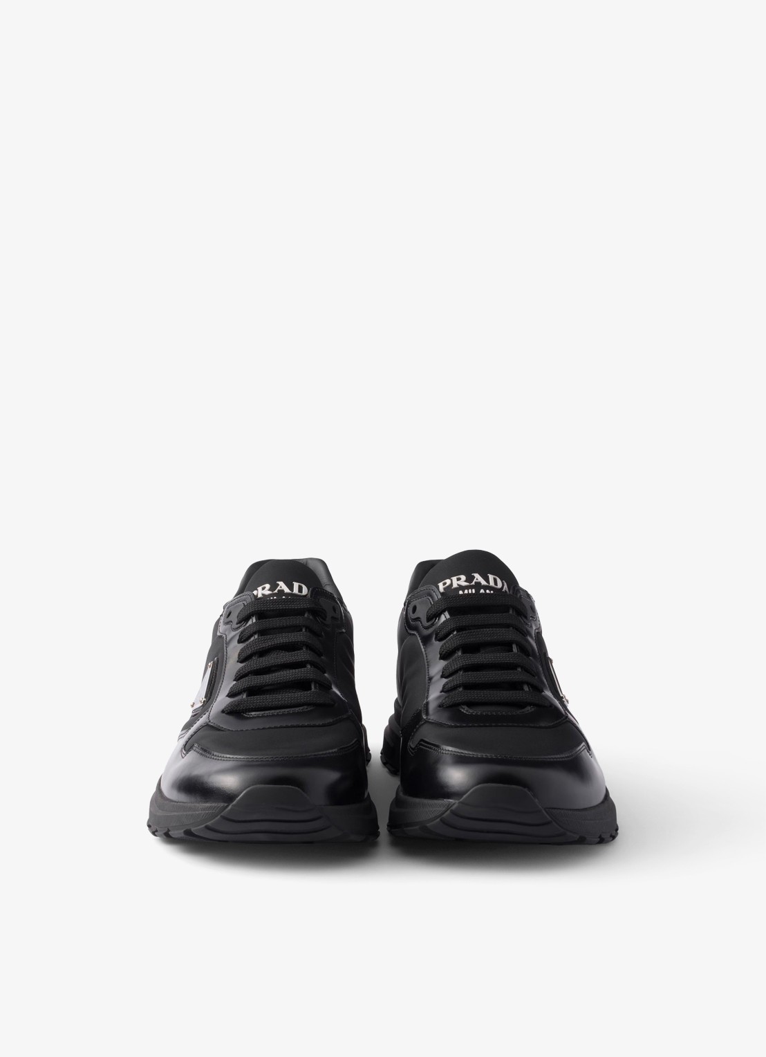 Prada Prax Re-Nylon sneaker met leren details - detail 3 zwart