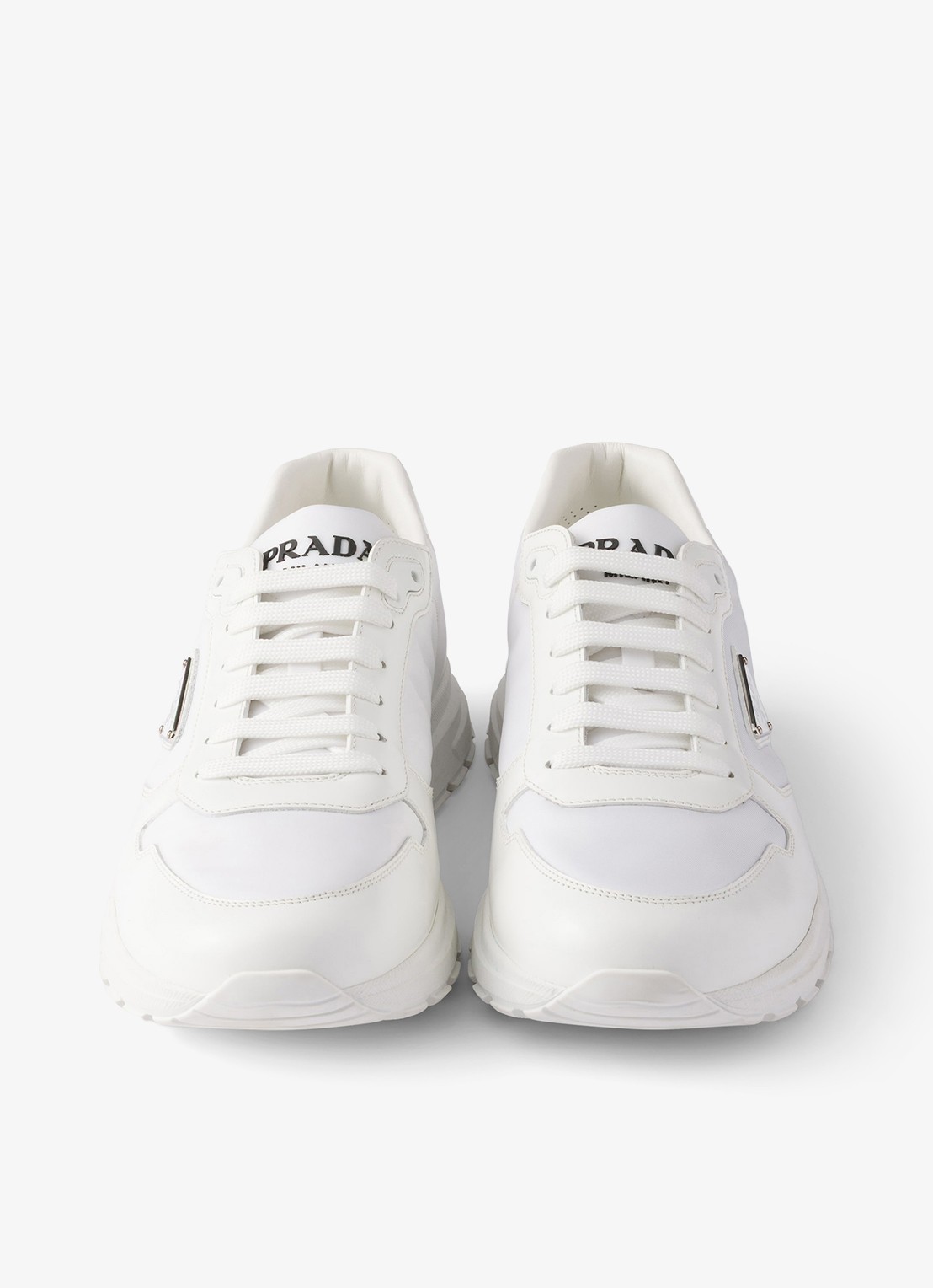 Prada Prax Re-Nylon sneaker met leren details - detail 3 wit