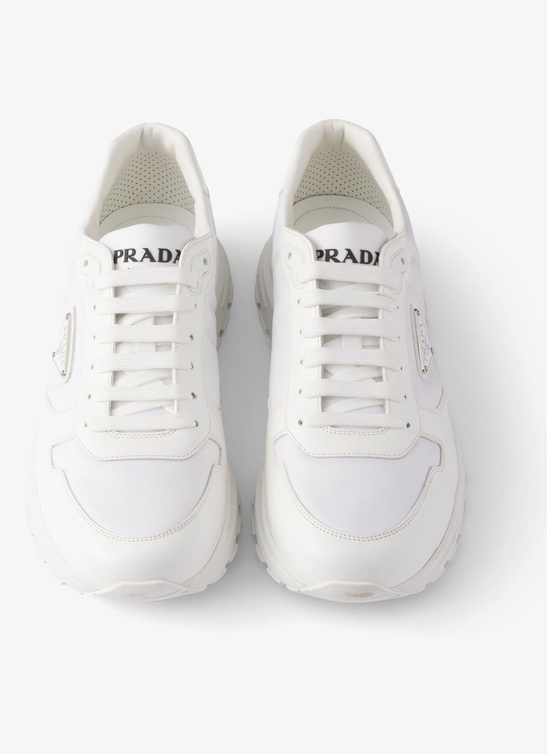 Prada Prax Re-Nylon sneaker met leren details - detail 4 wit