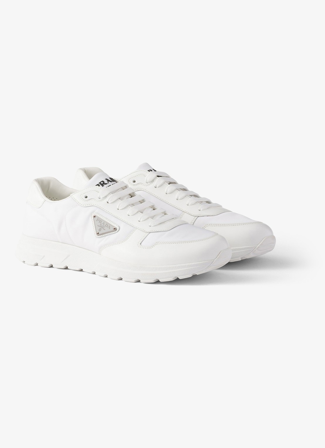 Prada Prax Re-Nylon sneaker met leren details - voorkant 2 wit
