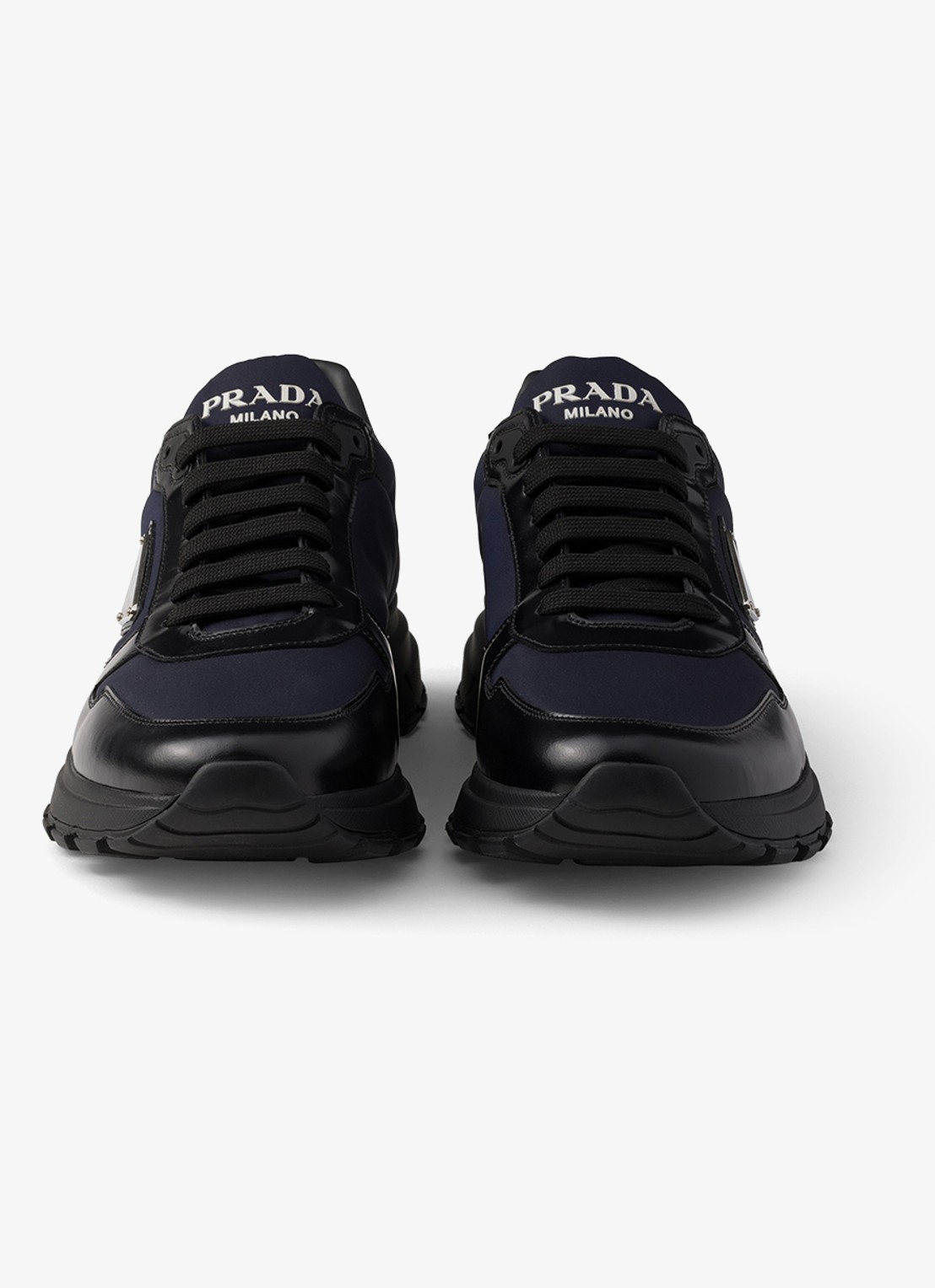 Prada Prax Re-Nylon sneaker met leren details - detail 4 blauw