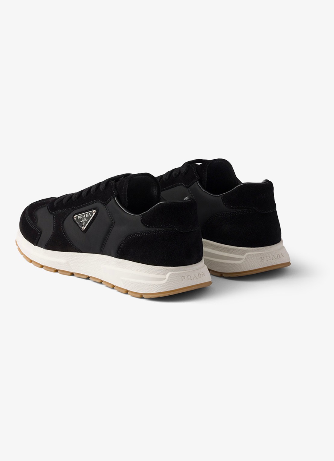 Prada Prax Re-Nylon sneaker met suède details - achterkant 3 zwart