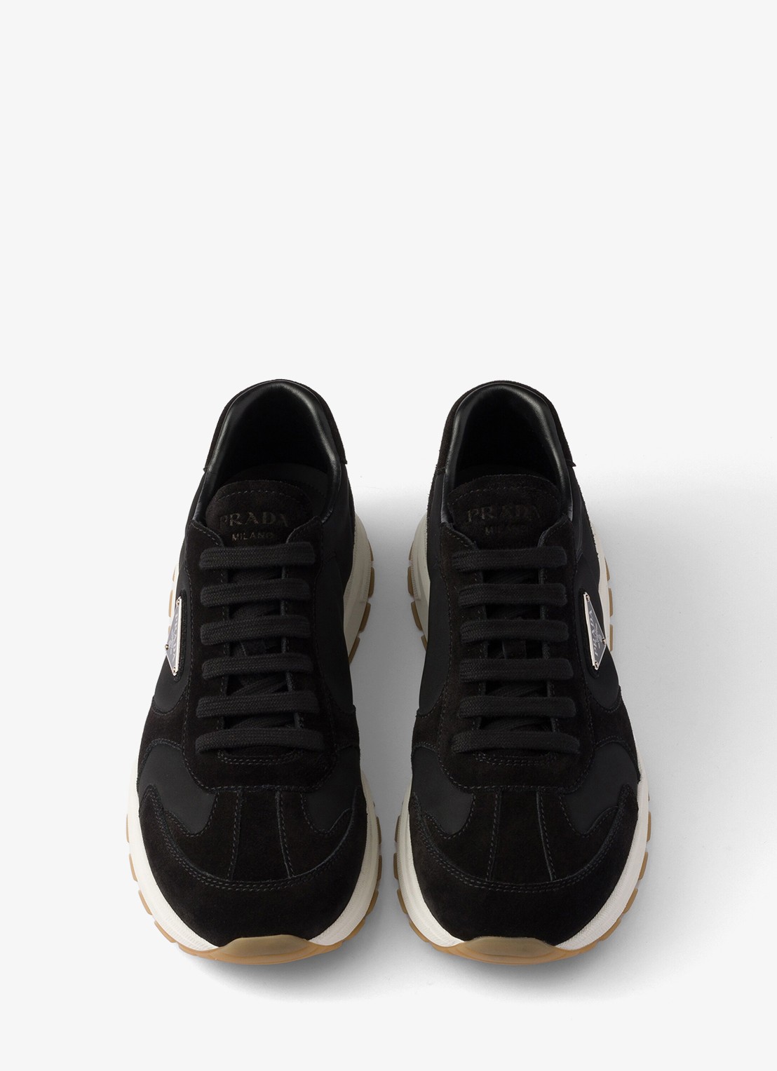 Prada Prax Re-Nylon sneaker met suède details - detail 4 zwart