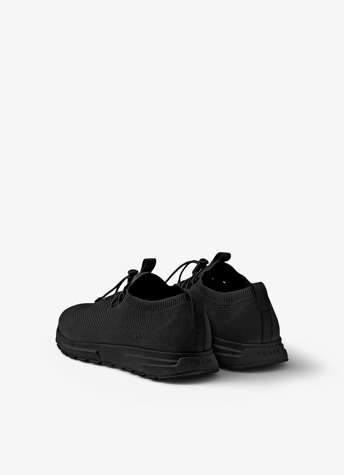 Prada Prax sneaker met gebreid bovenwerk - achterkant 3 zwart