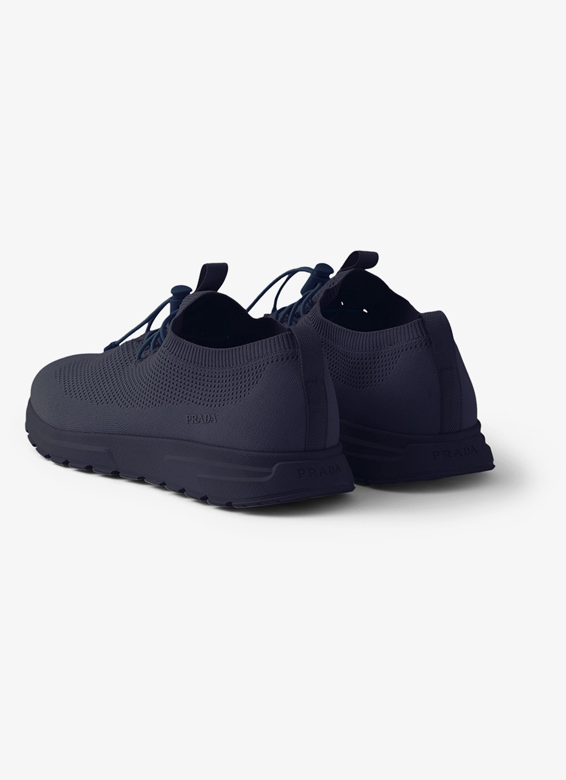 Prada Prax sneaker met gebreid bovenwerk - achterkant 3 donkerblauw