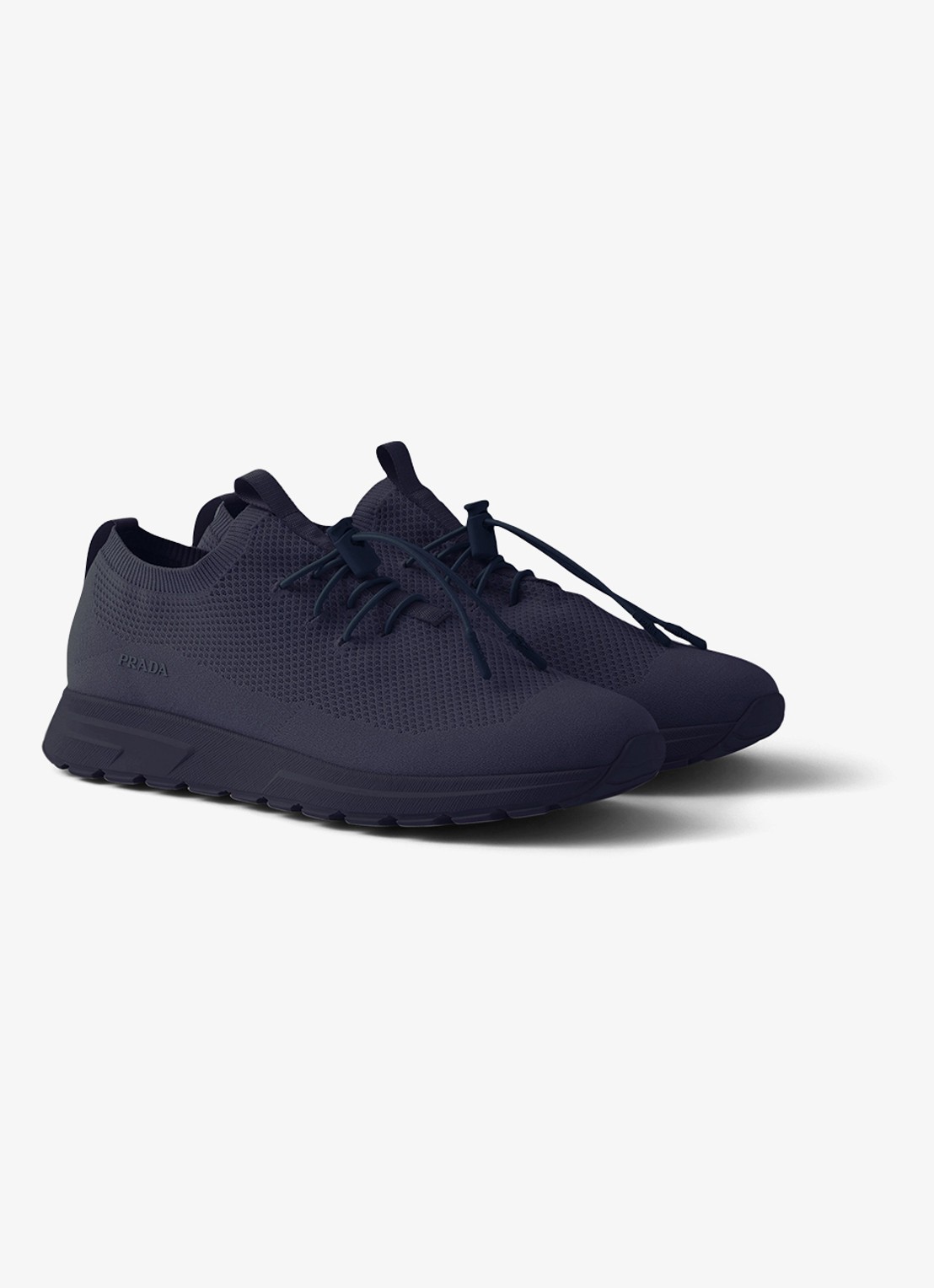 Prada Prax sneaker met gebreid bovenwerk - voorkant 2 donkerblauw