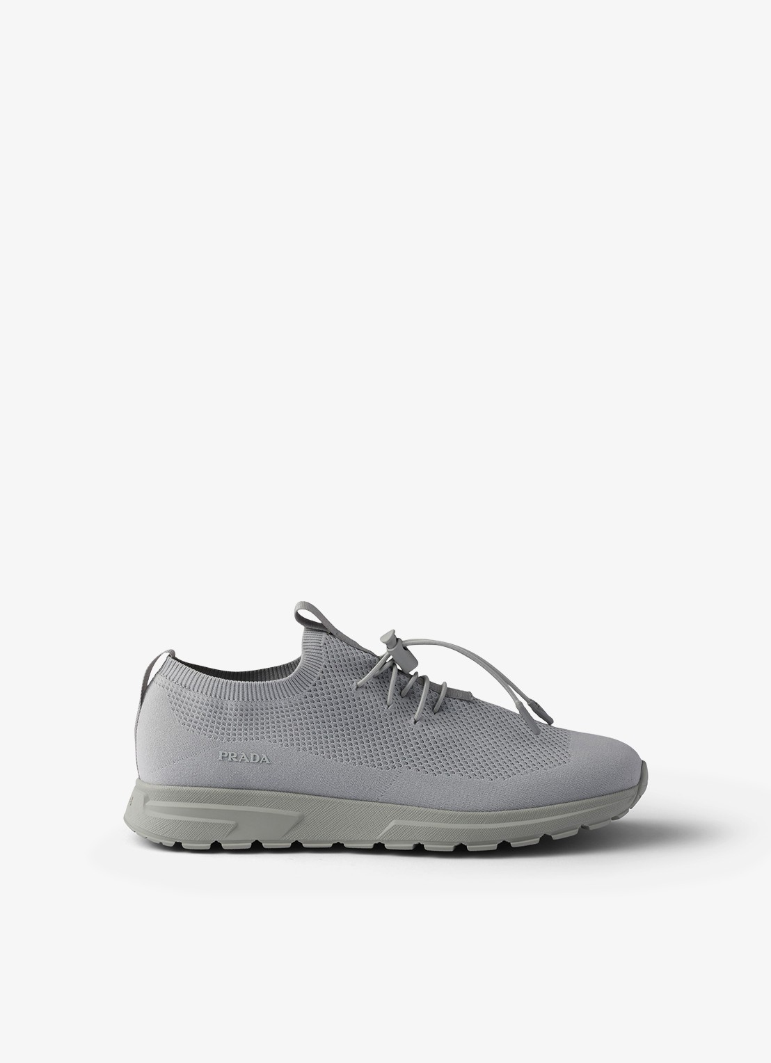 Prada Prax sneaker met gebreid bovenwerk - voorkant 5 grijs