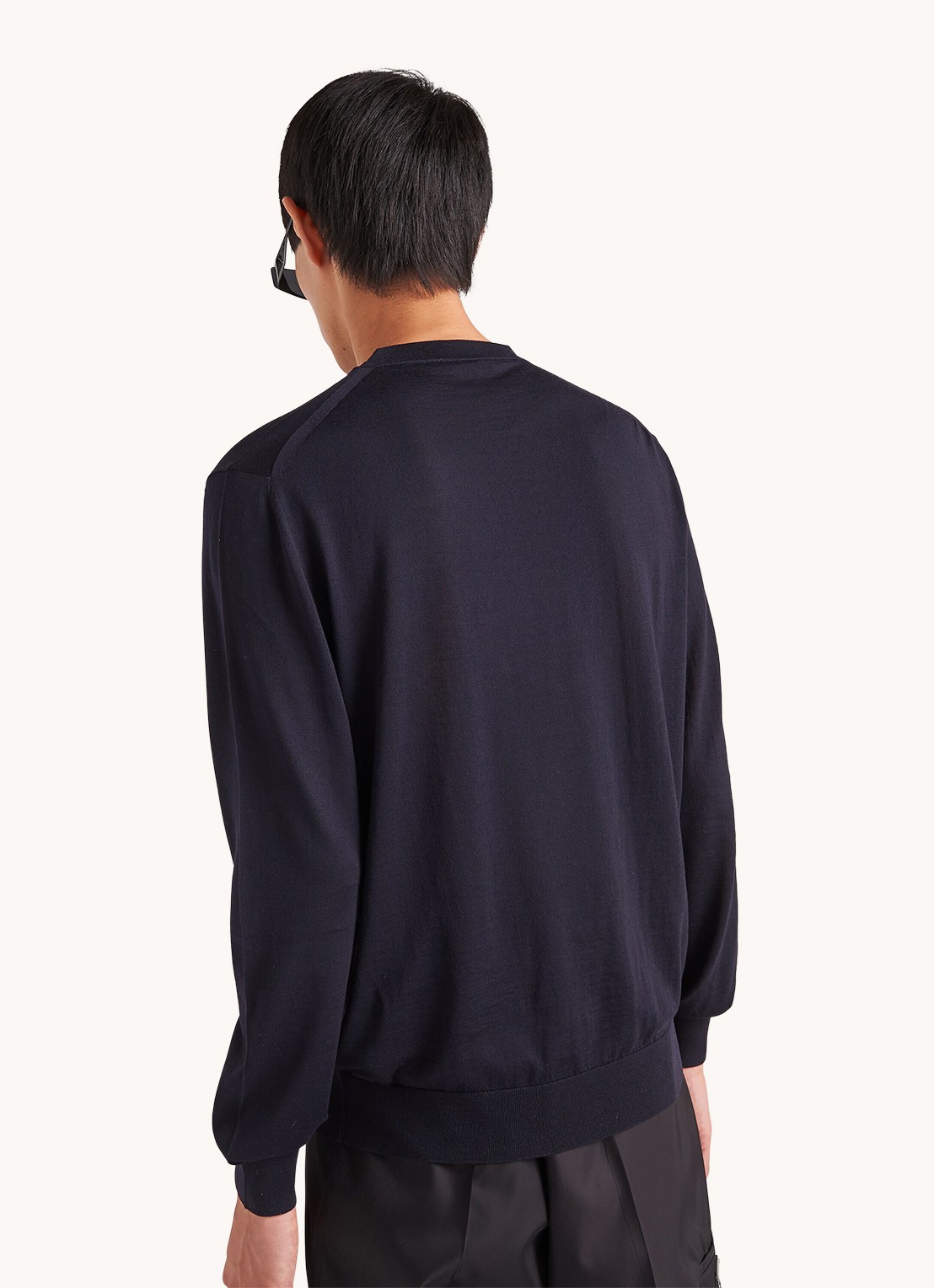Prada Pullover van wol met logoborduring - detail 4 donkerblauw
