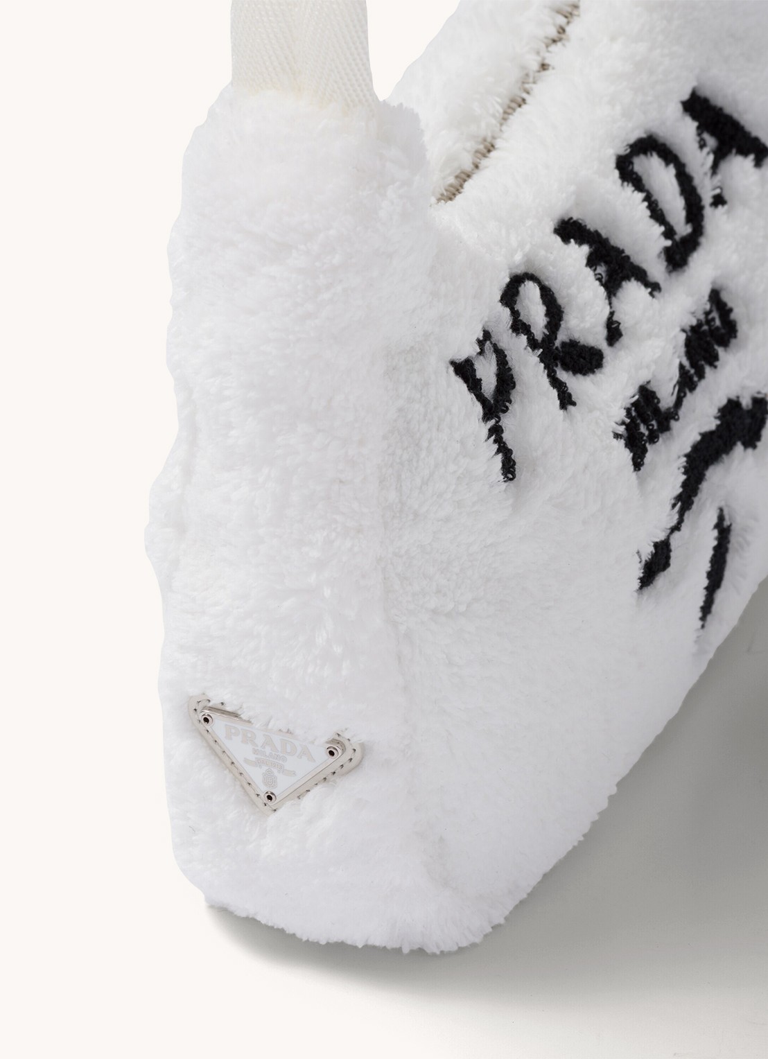Prada Re-Edition 2000 Mini handtas met logoprint - detail 3 wit