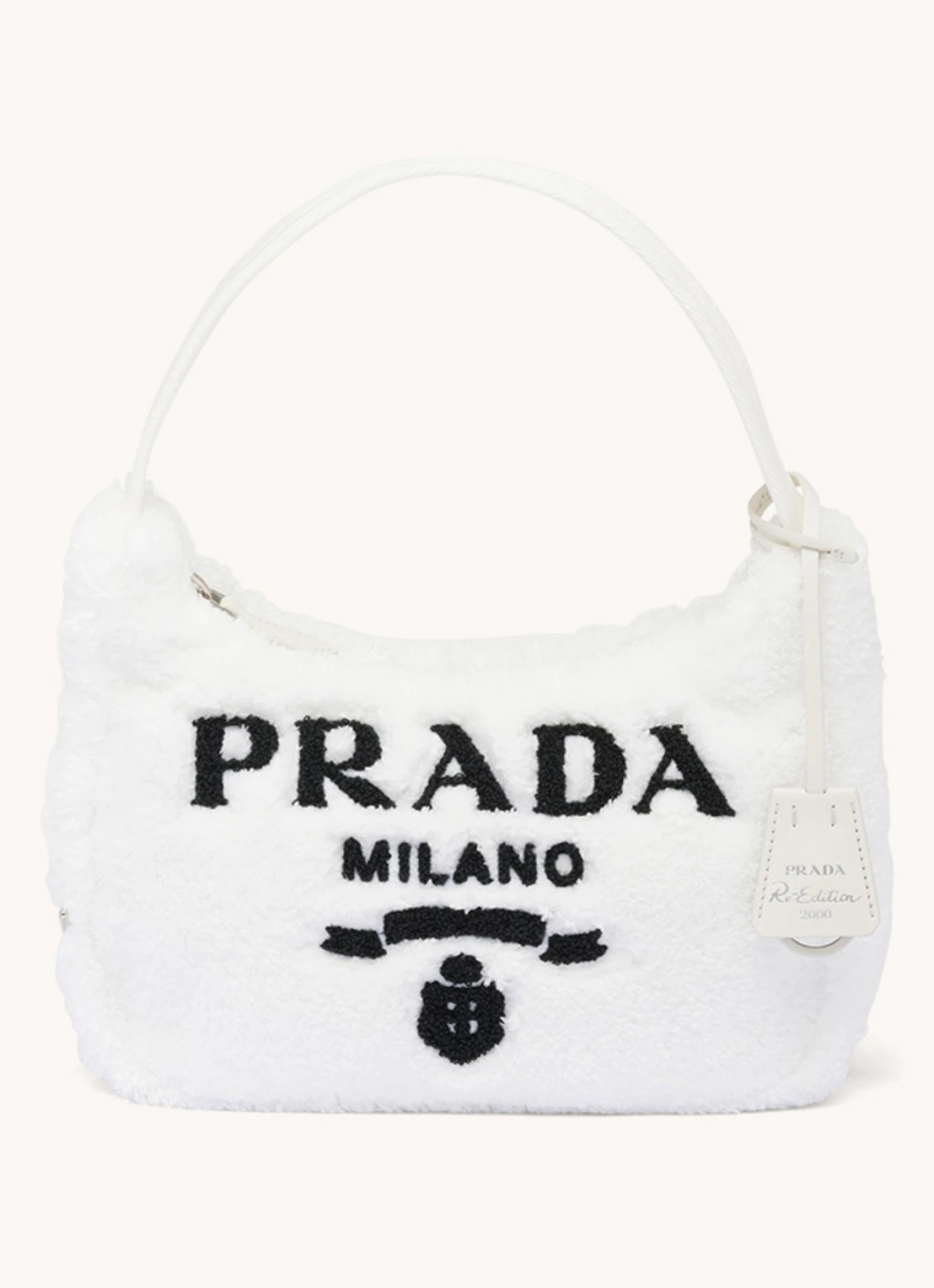 Prada Re-Edition 2000 Mini handtas met logoprint - voorkant 5 wit