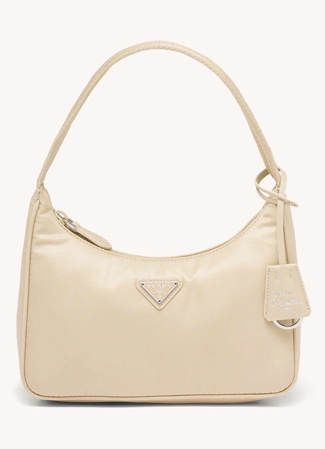 Prada Re-Edition 2000 Re-Nylon Mini schoudertas met logo - voorkant 6 beige
