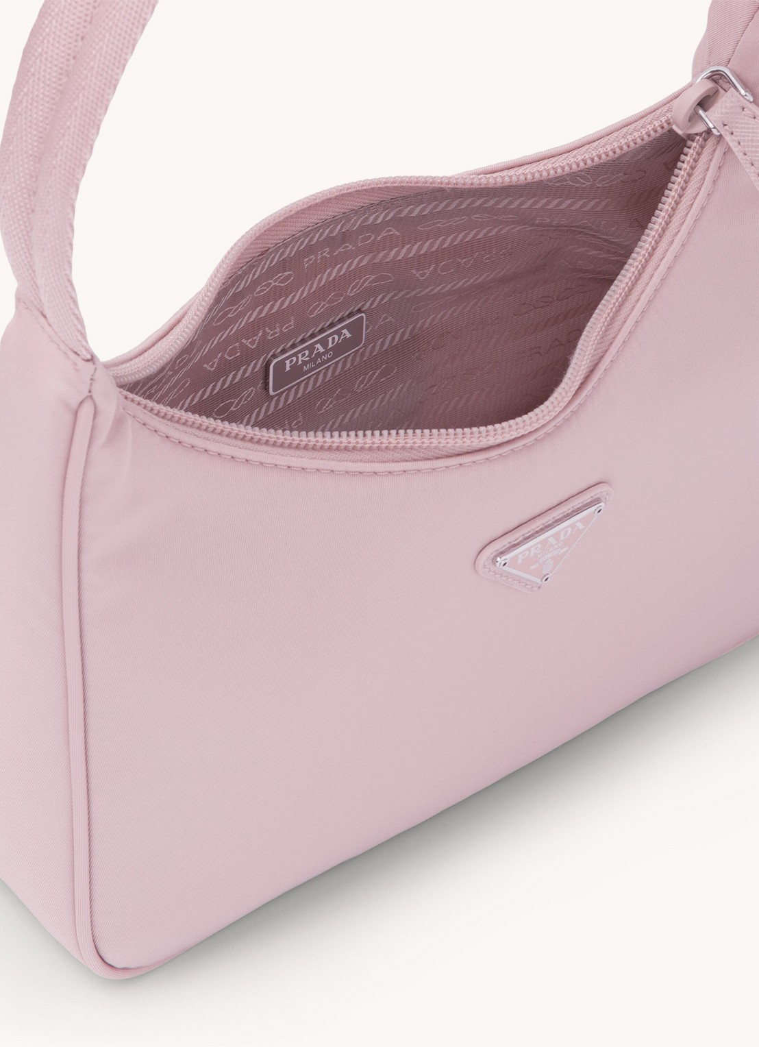 Prada Re-Edition 2000 Re-Nylon Mini schoudertas met logo - detail 5 roze