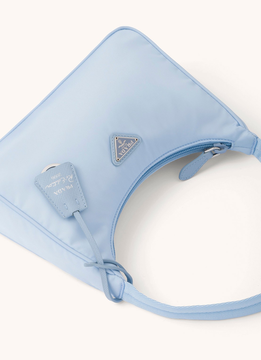 Prada Re-Edition 2000 Re-Nylon Mini schoudertas met logo - detail 3 lichtblauw