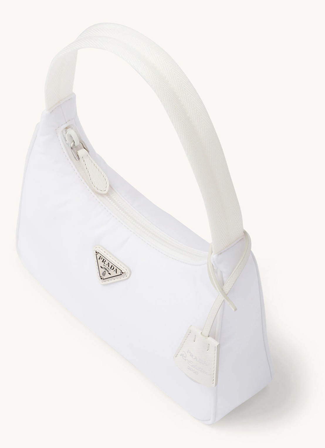 Prada Re-Edition 2000 Re-Nylon Mini schoudertas met logo - achterkant wit